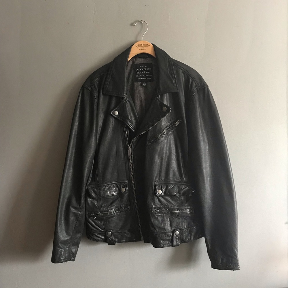 Lucky Brand Black Label Leather Biker Jacket